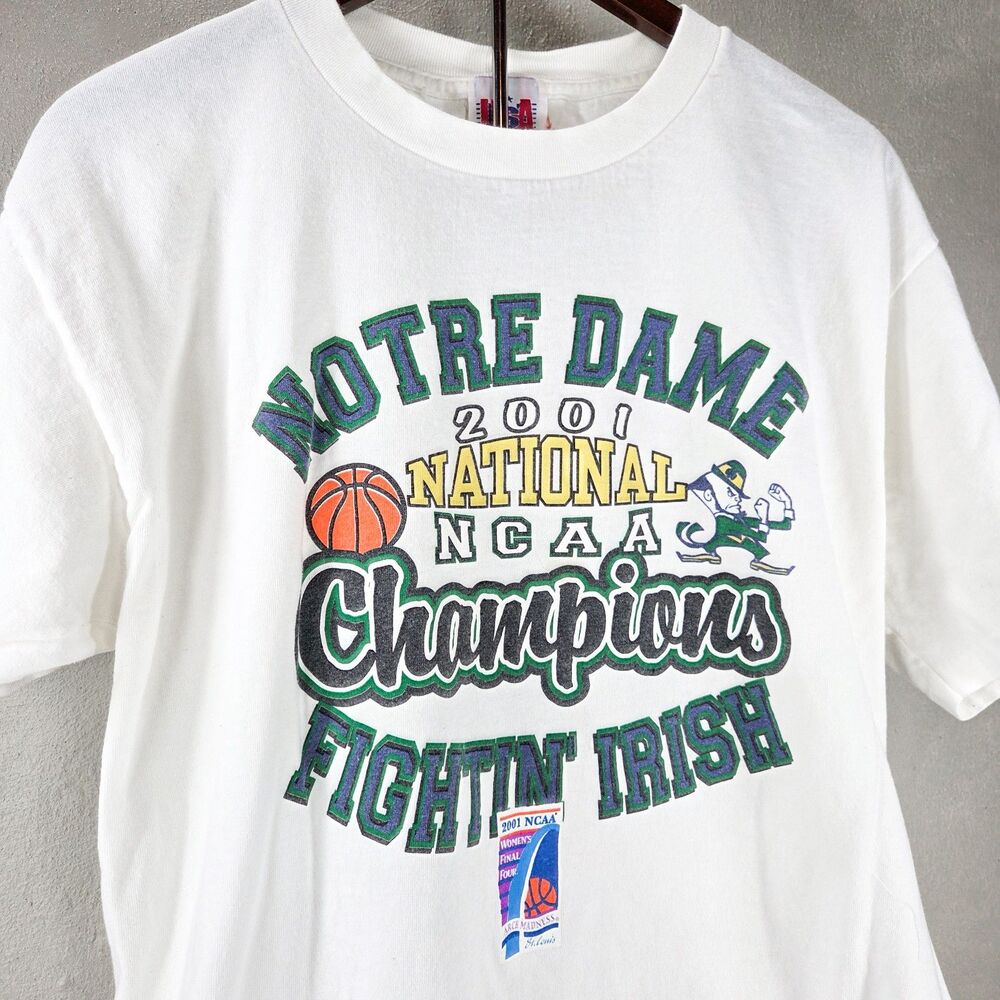 Vintage 2001 Notre Dame Fighting Irish NCAA Basketball Champions T-Shirt L